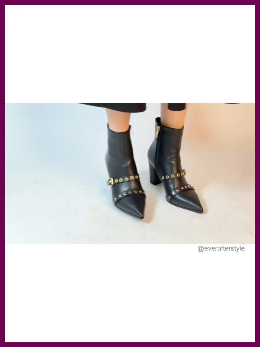 Kitten Heel Pointed Toe Ankle Booties with Buckle Closure Zip